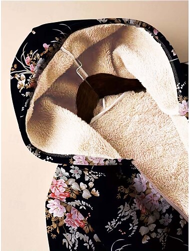  Femmes Sweats à capuche zippés Fleuri Graphique Géométrique Chaud Actif ancien manche longue À capuche Hauts Réguliers Maison Travail Tenue Quotidienne Zip Up Patchwork Fermeture éclair Noir