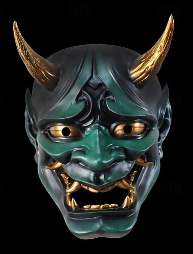  Samurai dæmon Halloween Maske Japansk Oni-maske Skræk Uhyggeligt Full Face Voksne Unisex Halloween Karneval Ydeevne Fest Nemme Halloween kostumer Klæd dig ud