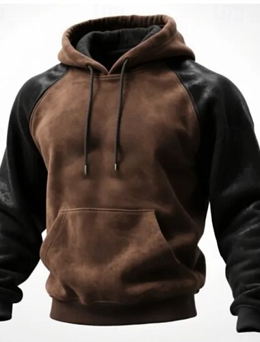  Miesten Huppari Pullover-huppari Ruskea Hupullinen Tavallinen Tilkkutäkki Väripaletti Urheilu ja ulkoilu Kausaliteetti Päivittäin Katutyyli Tyylikäs Urheiluasut 봄 & Syksy Vaatetus Hupparit paidat