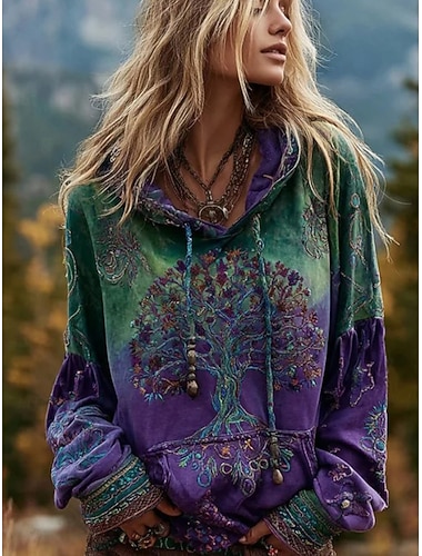 نسائي كنزة صوفية ورد الرسم كاجوال بوهو كم طويل مع قبعة قمصان عادية شارع مناسب للبس اليومي بقع طباعة جيب أمامي بنفسجي فاتح أرجواني الربيع الخريف الشتاء   نسائي كنزة صوفية ورد الرسم كاجوال بوهو كم طويل مع قبعة قمصان عادية شارع مناسب للبس اليومي بقع طباعة جيب أمامي بنفسجي فاتح أرجواني الربيع الخريف الشتاء