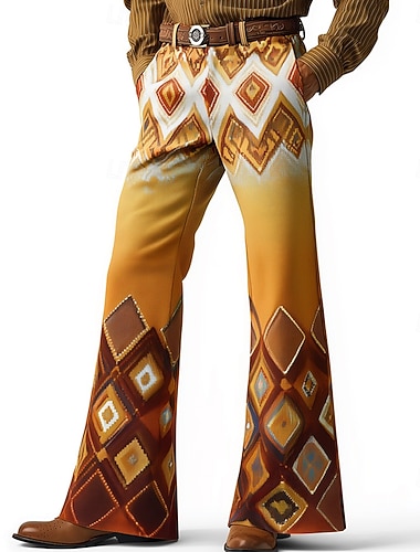  Pánské Geometriské vzory Geleneksel Disco kalhoty Zvonové kalhoty 60. a 70. let Středně vysoký pas Západní Vintage Retro Venkovní Dovolená Ležérní Boční kapsy Kalhoty s rozšířenými nohavicemi Jaro