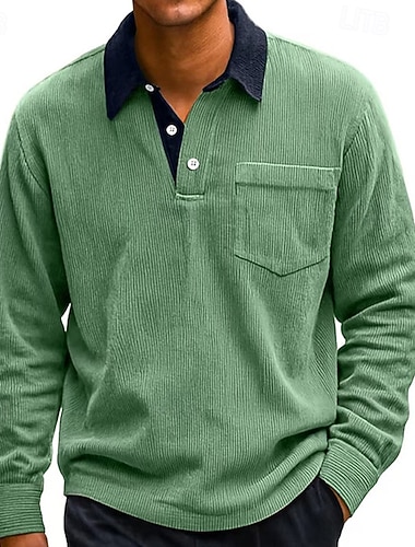 Pánské Kordurová košile Golfová košile Práce Ležérní Klopa Dlouhý rukáv Základní Moderní Barevné bloky Knoflíky Jaro Podzim Běžný Černá Bílá Rubínově červená Námořnická modř Vodní modrá Oranžová   Pánské Kordurová košile Golfová košile Práce Ležérní Klopa Dlouhý rukáv Základní Moderní Barevné bloky Knoflíky Jaro Podzim Běžný Černá Bílá Rubínově červená Námořnická modř Vodní modrá Oranžová