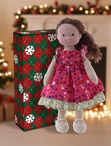  Håndlaget Waldorf dukke babyjente med koselige klær - 30 cm myk plysj dukke med gaveeske småbarn Ideelle julegaver barnebarn jenter