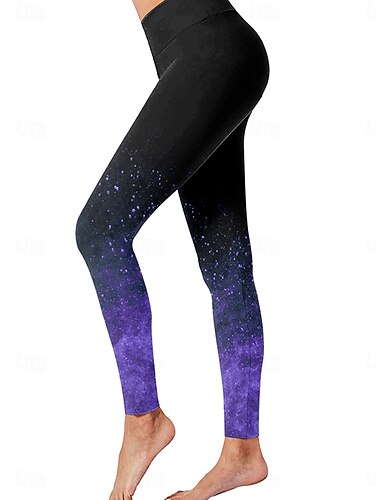  Dame Leggings Ferie Årgang Mote Full lengde Høy Midje Grafisk Gradert Abstrakt Printer Hold Varm Myk Pustende Elastisk Formell utendørs Feriereise Lilla Blå Oransje Vår Høst Vinter Slank Fasong