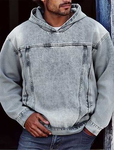  Homme Sweat à capuche Sweat à capuche en détresse Noir Bleu À capuche Uni Avec Poches Occasionnel Quotidien Sortir Polyester Streetwear Occasionnel Automne & Hiver Vêtement Tenue Pulls Capuche Pulls