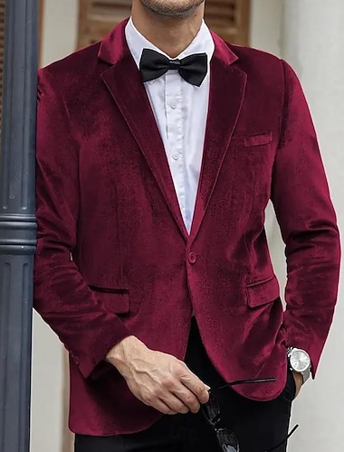 Homens Jaqueta Blazer Colar de entalhe Casual Cor Sólida Blazer Vinho Roxo Moderno Comum 1 Butão   Homens Jaqueta Blazer Colar de entalhe Casual Cor Sólida Blazer Vinho Roxo Moderno Comum 1 Butão