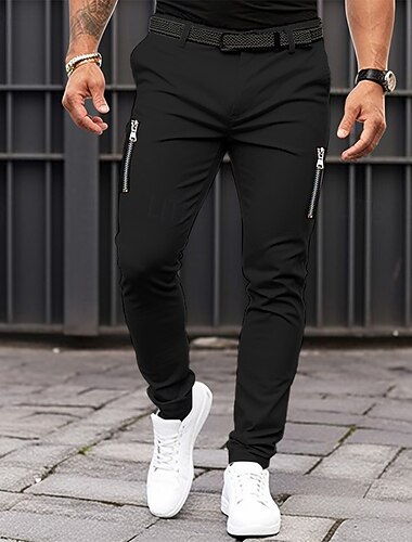  Férfi Nadrág Pamutszövet nadrág Nyári nadrág Alkalmi nadrág Cipzár Sima Mokaszinok Légáteresztő Hétköznapi Napi Szabadság Divat Alap Fekete Khakizöld