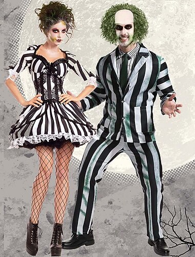  Beetlejuice Lydia Deetzová předvečer Všech svatých Obleky a blejzry Halloween skupinové kostýmy pro páry Beetlejuice 2 horor Horor Dospělé Pro páry Pánské Dámské Karneval Večírek Jednoduch
