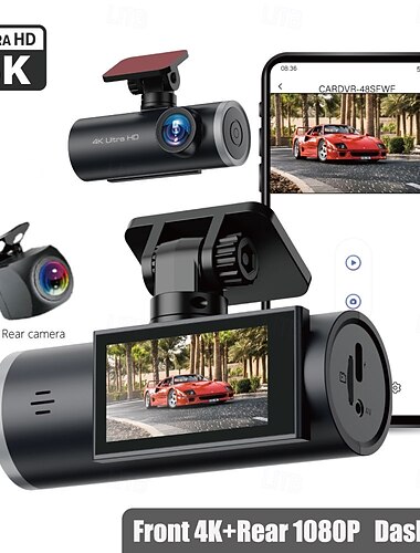  Dash cam IPS da 2 pollici con sensore G, registrazione in loop, registrazione rapida, registrazione automatica all'avvio e full hd 2160p, per auto DVR con grandangolo CMOS.