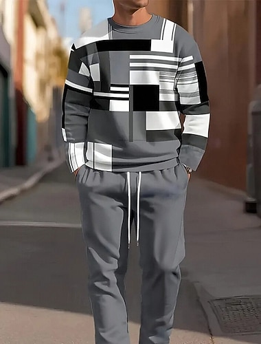 Herren Farbblock 2St 3D Sweatshirt-Sets Trainingsanzug Pullover Sweatshirt Langarm Lange Hosen Rundhalsausschnitt Sportlich Alltagstauglich Modern Lässig Ferien 3D-Druck Frühling Herbst Winter   Herren Farbblock 2St 3D Sweatshirt-Sets Trainingsanzug Pullover Sweatshirt Langarm Lange Hosen Rundhalsausschnitt Sportlich Alltagstauglich Modern Lässig Ferien 3D-Druck Frühling Herbst Winter