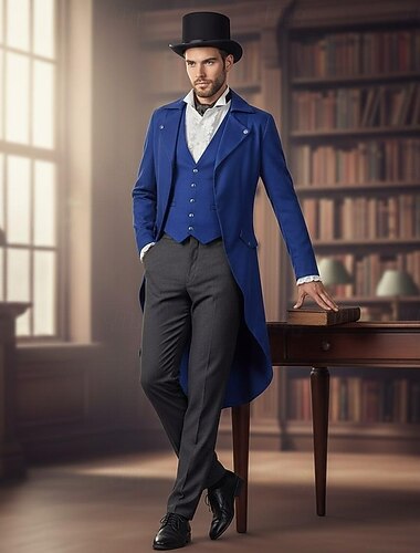  Middelalderlig renæssance steampunk frakke smoking frakkestil vampyr adelsmand fancy dress mænds Ebenezer Scrooge elv halloween karneval optræden LARP ren fest voksne frakke jul