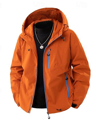  Voor heren 2in1 Regenjas Sportjas Wandeljack Windjack Buitensporten Kamperen&Wandelen waterdicht Windjack Vetoketju Zak Herfst Winter Alle seizoenen Effen Kleur Actief Casual Capuchon Normaal Zwart