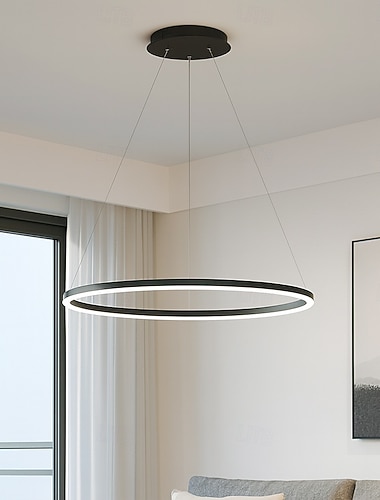  led pendellys 40/60/80cm 1-lys ring sirkeldesign dimbar aluminiumslakkert finish luksuriøs moderne stil spisestue soverom pendellamper 110-240v kun dimbar med fjernkontroll