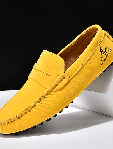  Herre En pedal Retro Store størrelser Gange Fritid Daglig PU Bekvem Knehøye støvler Tøfler Rødbrun Svart Gul