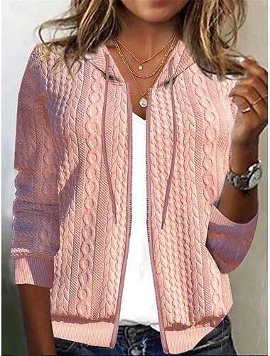  Damen Hoodies mit Reißverschluss Einfach Vintage Klassisch Lässig Langarm Mit Kapuze Normale Oberteile Lässig Kordelzug Reißverschluss Hellrosa Weiß Braun Leicht Blau Frühling Herbst Winter