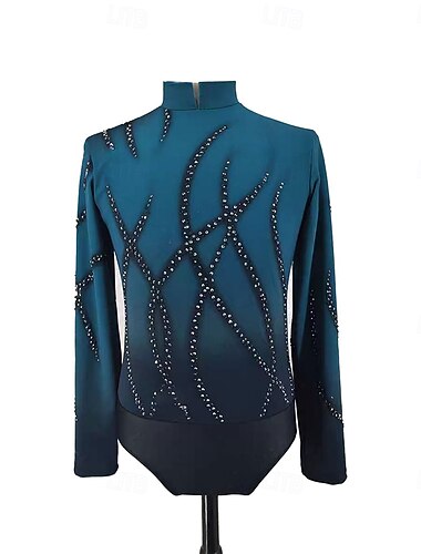  Krasobruslení Pánské Chlapecké Buz Pateni Topy Zelená / černá Slátanina zářivé barvení Spandex Vysoká pružnost Trénink Profesionální Soutěž Bruslařské oblečení Klasický Křišťál a napodobenina Dlouh