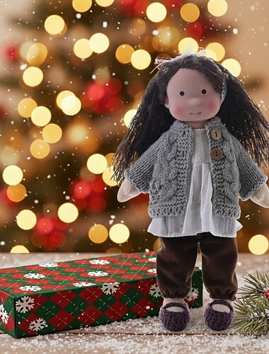  Håndlaget Waldorf dukke babyjente med koselige klær - 30 cm myk kosedukke med gaveeske småbarn ideelle julegaver til barnebarna jentene