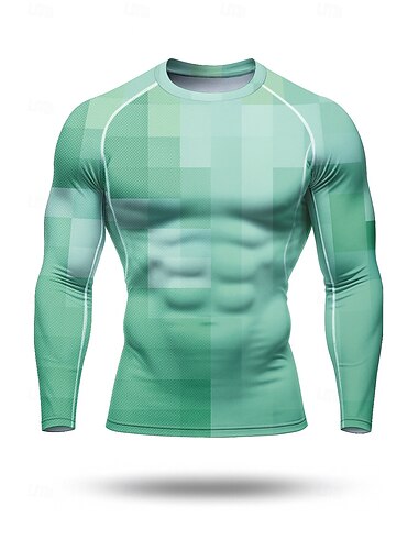  Per uomo Geometrico Gradiente di Colore Maglia a compressione Maglia da corsa Primavera Autunno Stampa 3D Manica Lunga Asciugatura Rapida Compressione Elasticizzato Traspirante Allenamento in