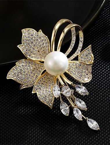  Броши Классический Ретро геометрический Цветы Элегантный стиль Мода На заказ Простой Брошь Бижутерия Золотой Назначение Свадьба Для вечеринок Подарок Обручение Выпускной фестиваль