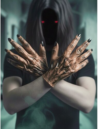  Halloween plastic monsterhandschoenen voor heren – enge skelet- en zombiehandkostuums voor feesten, cosplay en podiumoptredens