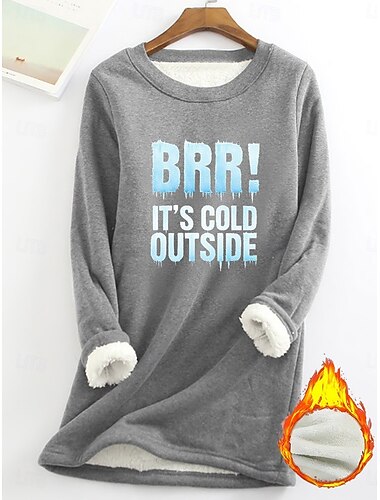  Per donna Pigiama felpato foderato in pile Felpa Pullover Pullover Felpe Lettera Caldo Streetwear Casual Manica Lunga Girocollo Top lunghi Casa Abbigliamento Quotidiano Casuale Stampato Nero Blu