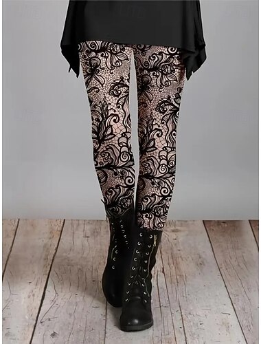  Mujer Polainas Vacaciones Vintage Moda Longitud total Alta cintura Graphic Abstracto Estampado Mantiene abrigado Suave Transpirable Elástico Exterior Vacaciones Calle Rojo oscuro Rosa Azul Piscina