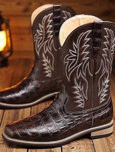 Men's Western Cowboy Boots – Classic Brown with Embroidered Design, Vintage Western Style Footwear for Country Events, Rodeos, and Casual Outings   Men's Western Cowboy Boots – Classic Brown with Embroidered Design, Vintage Western Style Footwear for Country Events, Rodeos, and Casual Outings