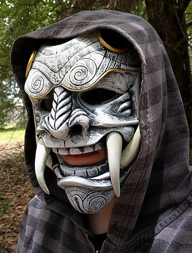  samoerai demon Halloween Masker Japans Oni-masker Horror Eng Integraalhelm Volwassenen Uniseks Halloween Carnaval Prestatie Feest Gemakkelijke Halloween-kostuums Aankleden