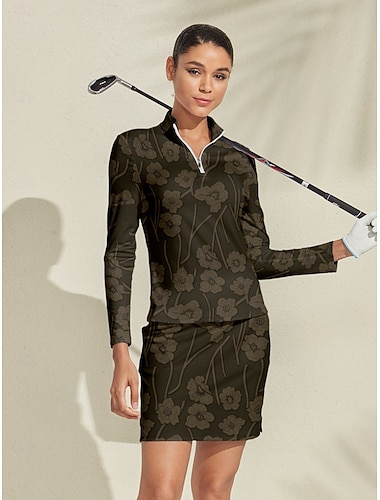 Dames Wandelen poloshirt Donkergroen Lange mouw Kleding Bovenlichaam Dames golfkleding kleding outfits draag kleding   Dames Wandelen poloshirt Donkergroen Lange mouw Kleding Bovenlichaam Dames golfkleding kleding outfits draag kleding