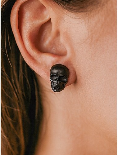  Pendientes de calavera de Halloween para mujer: joyería gótica punk de aleación para fiestas, cosplay y disfraces.