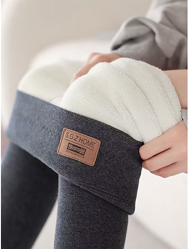  Dámské legíny s fleecovou podšívkou Fleecové kalhoty Legíny Módní Základní Na běžné nošení Plná délka Vysoký pas Bez vzoru Vysoký střih Pohodlný Yumuşak Pohodlné Elastické Denní Domů Tmavě šedá Čern
