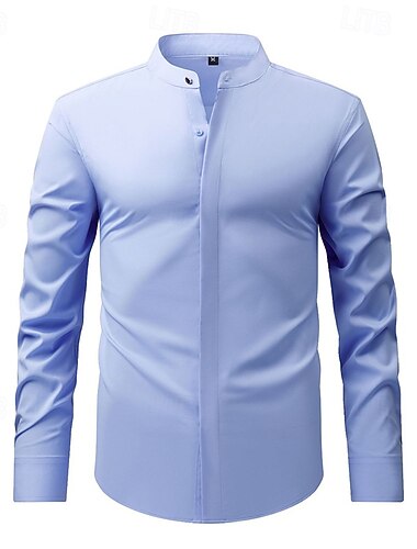  Homme Chemise Chemise habillée Chemise sans repassage Chemise à col officier Uni Affaires Quotidien Noir Blanche Jaune Vin manche longue Col mandarin Été Printemps Vêtement Tenue