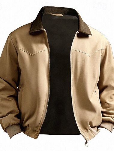  Homme Veste Cargo Veste Décontractée Vacances Quotidien Respirant Avec Poches Automne Hiver Uni Mode Classique Revers Régulier Noir Marron Kaki Veste