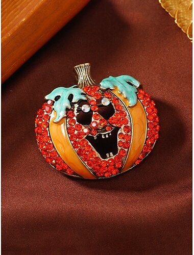  Halloween pompoen broche voor dames - grappige schattige strass-speld voor kostuumfeesten en feestelijke accessoires