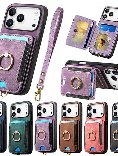  teléfono Funda Para iPhone 17 Pro Max 17 Air Funda Trasera con Soporte con cordón Ranura para tarjetas Retro TPU Paño Oxford