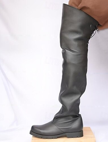  Medieval Renacimiento Zapatos Botas hasta la rodilla Botas planas de jazz Pirata Vikingo Cruzado Disfraz Hombre Unisexo Celta Pirata Víspera de Todos los Santos Mascarada Rendimiento Fiesta y Noche