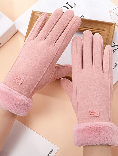  Dame 1 par Fingerspisser / Vinterhansker Gatemote / Utendørs Hansker - Ensfarget Full Finger