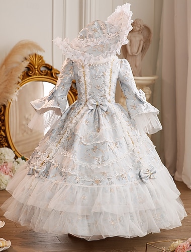  Rokoko Steampunk schick Maxi Partykostüm Zubehör Glockenärmel Prinzessin Schleife Retro Ballkleid Spitzkragen Kostüm Mädchen königlich Weihnachten Halloween Karneval Maskerade Hochzeitsfeier Festival