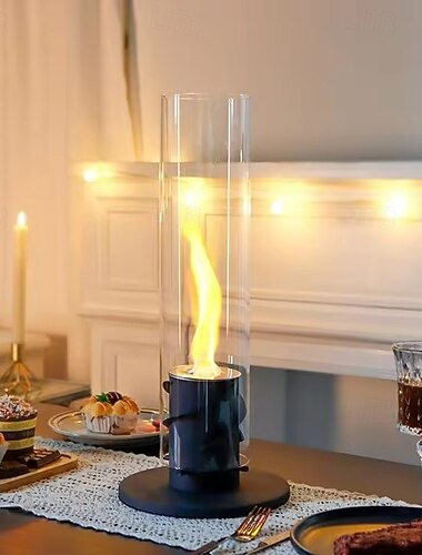  Tischfeuerstelle, Feuerstelle im Freien mit Glastisch und Fernbedienung für Camping