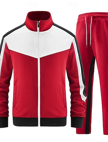Herren Farbblock 2St 3D Sweatshirt-Sets Trainingsanzug Sweatshirts mit Reißverschluss Langarm Lange Hosen Großvaterkragen Sportlich Alltagstauglich Lässig Athleisure Täglich Reißverschluss 3D-Druck   Herren Farbblock 2St 3D Sweatshirt-Sets Trainingsanzug Sweatshirts mit Reißverschluss Langarm Lange Hosen Großvaterkragen Sportlich Alltagstauglich Lässig Athleisure Täglich Reißverschluss 3D-Druck