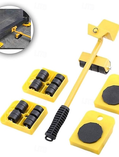  4つのスライダーを備えた頑丈な家具リフター、ソファ冷蔵庫キャビネット用の家電ローラー移動ツール、最大150kg / 330ポンド、リビングスペースを簡単に再設計および再配置できます（黄色）