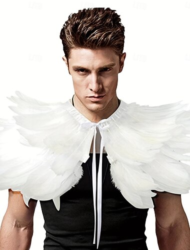  Retro Antiguo Medieval Renacimiento Capa Chales Elfo Pluma Disfraz Hombre Unisexo Fantasía Víspera de Todos los Santos Carnaval Rendimiento LARP Feria Ren Adulto Chal