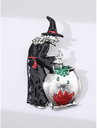 Halloween heksenketel broche speld voor dames met emaille ontwerp, feestelijk kostuumsieraad accessoire voor feest- en vakantie-outfits