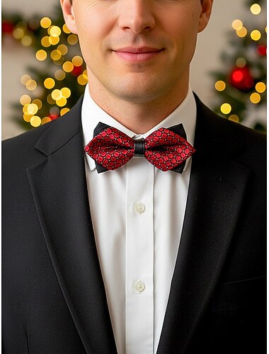  Kerststrik voor heren met geometrisch patroon, verstelbaar, voorgestrikt formeel accessoire voor smoking, meerdere kleurmogelijkheden voor feestdagen en cadeaus