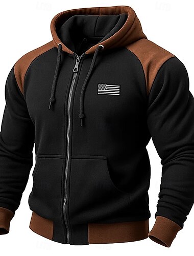  Homens Moletom Full Zip Hoodie Moletom de lã Moletom Tático Preto Azul Marinha Cáqui Cinza Claro Com Capuz Tecido Zíper Desportos e Ar livre Casual Diário Roupa de rua Legal Roupa de Esporte Outono