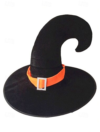  Halloween fluwelen heksenhoed voor dames met strass-gesp – klassiek gotisch kostuumaccessoire voor feesten en cosplay