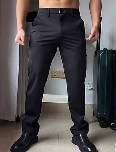  Per uomo Pantaloni Pantaloni Eleganti Pantaloni da Abito Tasca Semplice Senza ferro Traspirante Lunghezza intera Feste Affari Quotidiano Moda Formale Nero Blu marino Inelastico