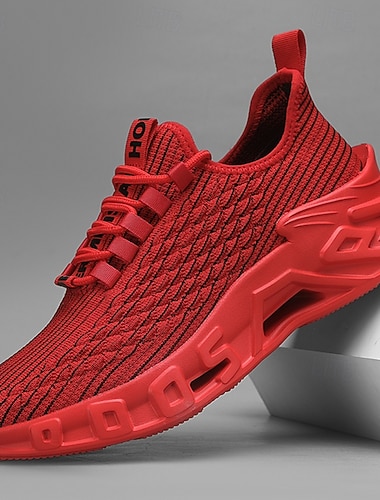  scarpe da ginnastica rosse da uomo alla moda: scarpe sportive traspiranti con lacci e design moderno della suola per la corsa, la palestra, lo streetwear e gli outfit casual del fine settimana