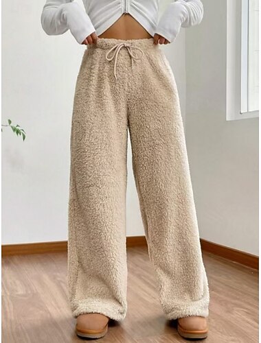  Női Melegítőnadrágok Pamutszövet nadrág Palazzo nadrág Divat Utcai sikk Alap Teljes hossz Magas derék Tömör szín Sima Elasztikus derékpánt kellemes Mekano Kényelmes Nyúlós Szabadtéri Utca Teveszín