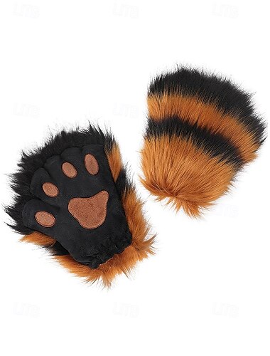  Halloween-handschoenen met harige poten voor dames – accessoires voor kostuums met pluchen dierenklauwen voor feesten, cosplay en thema-evenementen